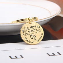 Load image into Gallery viewer, Personalized baby birth keychain