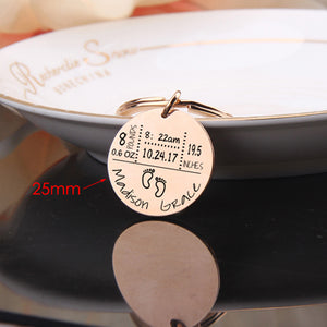 Personalized baby birth keychain