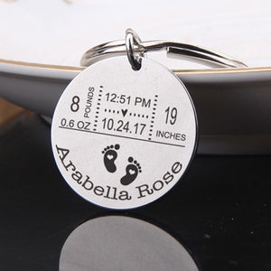 Personalized baby birth keychain