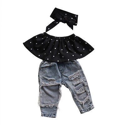 Polka dot jean set