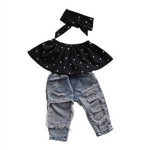 Polka dot jean set